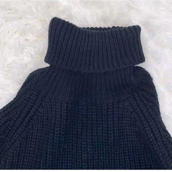 Alya Sweater Dress Size Medium Heavy Knit Ribbed Mock Turtleneck Cold Shoulder - Picture 2 of 6
